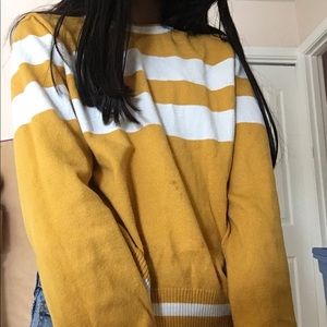 Mustard yellow with white stripes forever 21 top